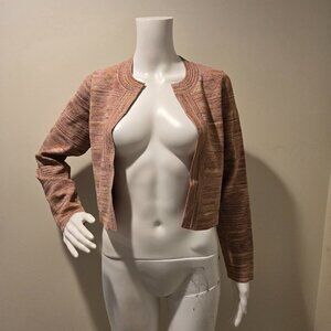 Sandro Varda Metallic Knit Melange Cropped Cardigan Sweater Pink Size 3/L